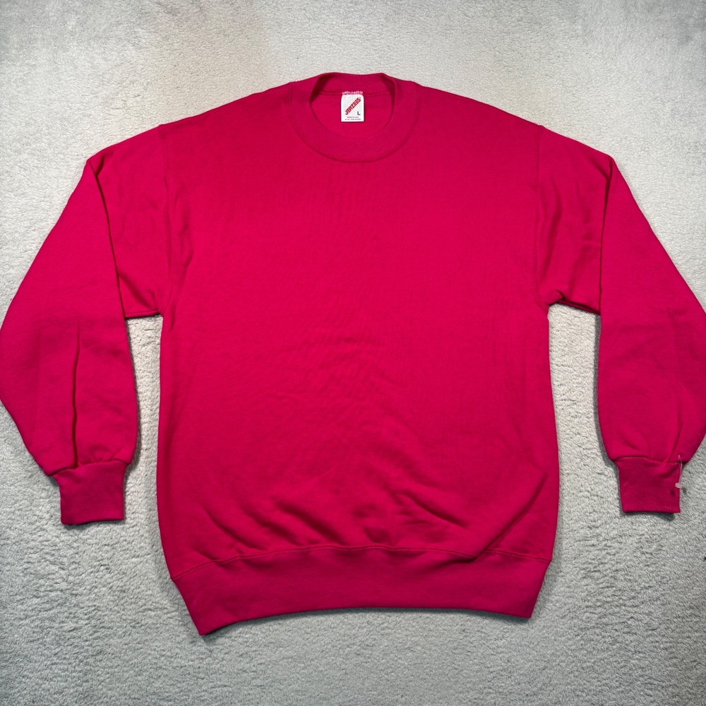 Jerzees Sweatshirt Unisex L Pink Blank Vintage 90s Made in USA Deadstock NWOT